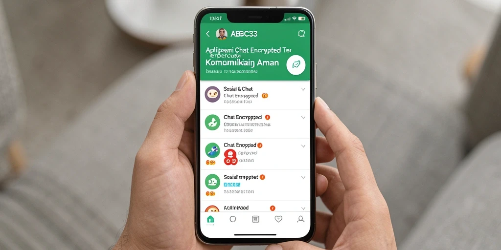 Antarmuka aplikasi ABC33 menampilkan fitur chat encrypted yang aman.