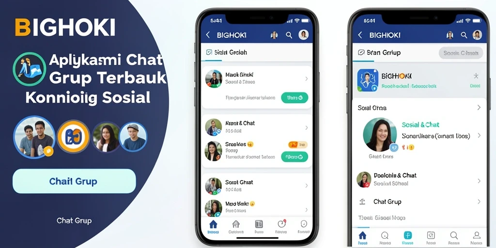 Antarmuka BIGHOKI dengan fungsi Chat Grup yang menarik.