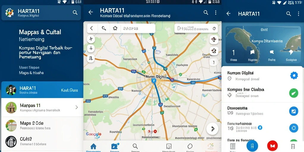 Antarmuka HARTA11 dengan fitur navigasi Kompas Digital yang intuitif.