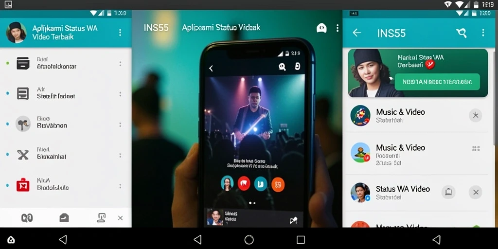 Tampilan antarmuka INS55 yang intuitif untuk memilih video Status WA.
