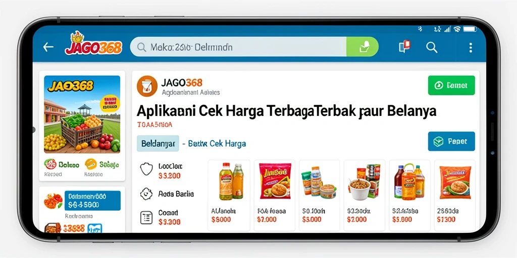 Tampilan antarmuka utama aplikasi JAGO368 untuk Cek Harga.