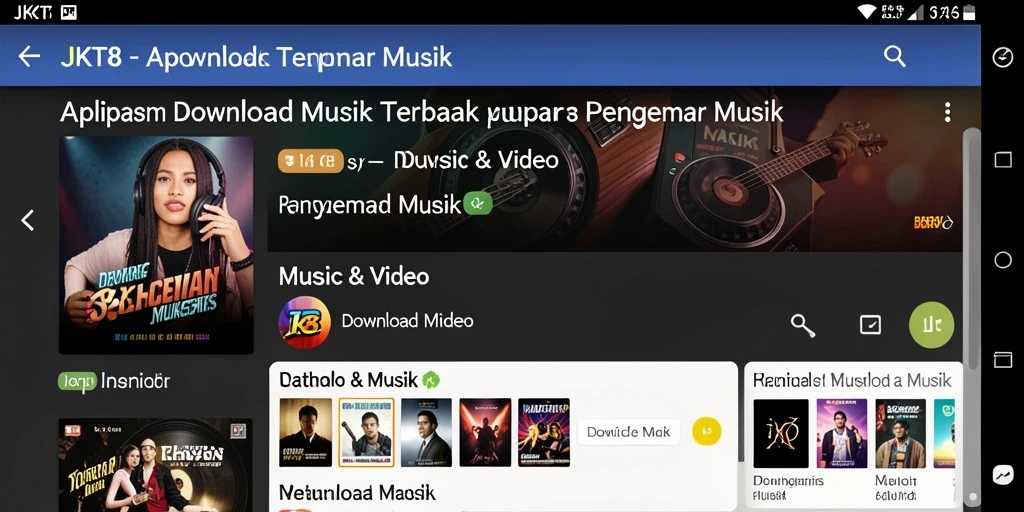 Tampilan antarmuka JKT8 yang menarik untuk Download Musik.