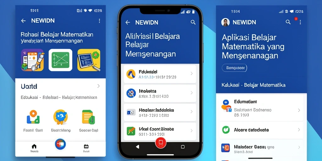 Antarmuka aplikasi NEWIDN yang menarik untuk belajar matematika.