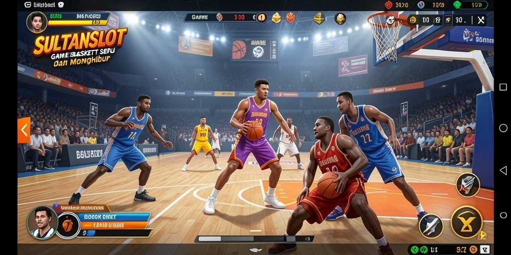 Antarmuka SULTANSLOT dengan tampilan olahraga basket yang menarik.