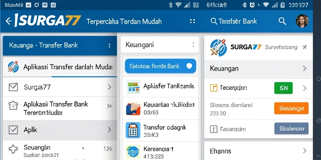 Tampilan antarmuka pengguna aplikasi Transfer Bank SURGA77 yang sederhana dan efektif.