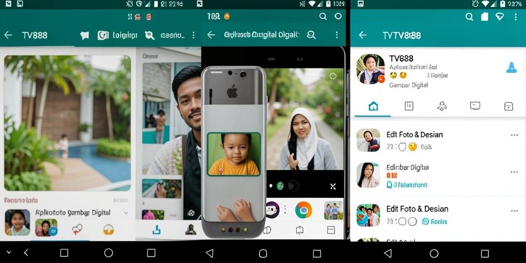 Tampilan antarmuka modern TV888 untuk pengeditan gambar digital.